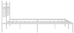 Πλαίσιο Κρεβατιού με Κεφαλάρι Λευκό 193 x 203 εκ. Μεταλλικό - Λευκό