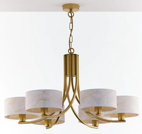 Κρεμαστό Πολύφωτο Arthur Φ78cm Χρυσό με Λευκό Ύφασμα