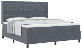 vidaXL Κρεβάτι Box Spring με Στρώμα  Γκρι Σκούρο 180x200 εκ. Βελούδο