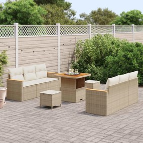 vidaXL Σετ Καναπέ Κήπου 9 pcs Μπεζ συνθετικό ρατάν