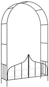 vidaXL Αψίδα Κήπου με Πόρτα Μαύρη 138 x 40 x 238 εκ. Σιδερένια