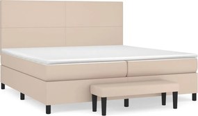 vidaXL Κρεβάτι Boxspring με Στρώμα Καπουτσίνο 200x200εκ.από Συνθ.Δέρμα