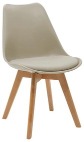 Καρέκλα Gaston pp-pu cappuccino με ξύλινο πόδι σε φυσική απόχρωση 48.5x53.5x83 εκ. 48.5x53.5x83 εκ.