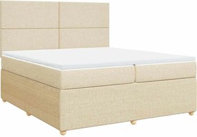 vidaXL Κρεβάτι Boxspring με Στρώμα Κρεμ 200x200 εκ. Υφασμάτινο