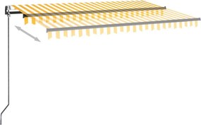 vidaXL Τέντα Συρόμενη Αυτόματη Κίτρινο / Λευκό 400 x 350 εκ.