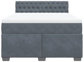 Κρεβάτι Boxspring με Στρώμα Σκούρο Γκρι 140x190 εκ. Βελούδινο - Γκρι