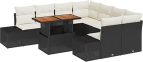 vidaXL Σετ Καναπέ Κήπου με αποθήκευση 9 pcs Μαύρο Πολυ ράταν