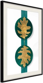 Αφίσα - Gilded Oak Leaves - 20x30 - Μαύρο - Με πασπαρτού