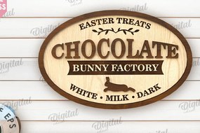 Σετ των 2 Intra απο ξύλο plywood Χρώμα wenge 3mm-4mm πάχος - Πασχαλινή ρετρό πινακίδα . Σπίτι του Πάσχα Δίασταση 15x15 cm INTRAFABR-105281578