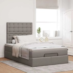 vidaXL Οθωμανικό κρεβάτι με στρώμα &amp; LEDs Taupe 120x200cm ύφασμα