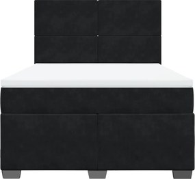 vidaXL Κρεβάτι Boxspring με Στρώμα Μαύρο 140x200 εκ. Βελούδινο
