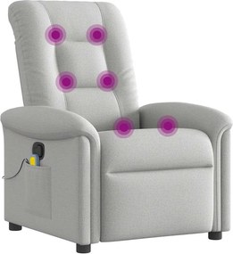 vidaXL καρέκλα ανάκλισης μασάζ Cloud Grey Fabric
