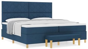 vidaXL Κρεβάτι με ελατήρια με στρώμα Μπλε 200 x 200 cm ύφασμα