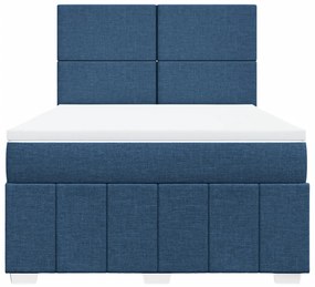 vidaXL Κρεβάτι Boxspring με Στρώμα Μπλε 140x200 εκ. Υφασμάτινο