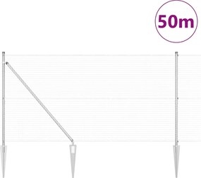 vidaXL Στύλος Περιφράξεων Ασημί 50 x 1,4 μ (25 x 25 χιλ. δίχτυ) Ατσάλι