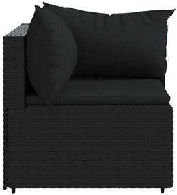 vidaXL Καναπέδες Κήπου Γωνιακοί με Μαξιλάρια 2 τεμ. Μαύρο Συνθ. Ρατάν