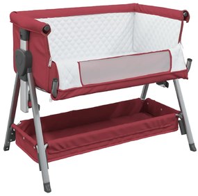 vidaXL Λίκνο Βρεφικό Κόκκινο από Λινό Ύφασμα με Στρώμα