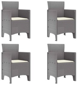 vidaXL Καρέκλα Κήπου 4 pcs Ανοιχτό γκρι 53 x 49 x 85 εκ. PP