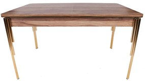 Τραπέζι Επεκτεινόμενο Damla 974NMB1545 144/177,5x90x78cm Walnut-Gold Μοριοσανίδα, Μέταλλο