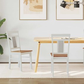 vidaXL Καρέκλα τραπεζαρίας 2 pcs Λευκό και Φυσικό Στερεό Ξύλο Ραβέντι