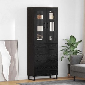 Highboard με συρτάρι 2 pcs Μαύρη Οξυά Σύνθετο Ξύλο και Γυαλί