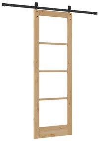 vidaXL Συρόμενη Πόρτα  με Σετ Υλικών 73.5x211 cm Συμπαγές Ξύλο Πεύκου