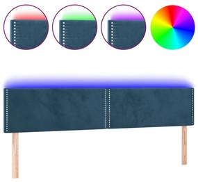 Κεφαλάρι Κρεβατιού LED Σκούρο Μπλε 200x5x78/88 εκ. Βελούδινο - Μπλε