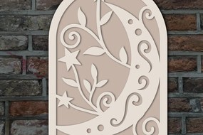 Σετ των 2 Intra απο ξύλο plywood Χρώμα wenge 3mm-4mm πάχος - Floral Moon and Stars Layered Δίασταση 20x20 cm INTRAFABR-75248583