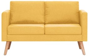 vidaXL Καναπές Διθέσιος Κίτρινος Υφασμάτινος