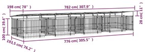 vidaXL Υπαίθριο Κλουβί Σκύλων με Οροφή από Χάλυβα 15,02 μ²
