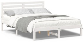 vidaXL Σκελετός Κρεβατιού Λευκό 140 x 190 cm Συμπαγές ξύλο πεύκου