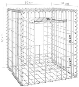 vidaXL Συρματοκιβώτιο Στύλος 50 x 50 x 60 εκ. Σιδερένιο
