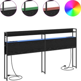 vidaXL Κεφαλάρι Αποθήκης με ράφι Μαύρη δρυς 200 cm Επεξεργασμένο ξύλο