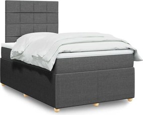 vidaXL Κρεβάτι Boxspring με Στρώμα Σκούρο Γκρι 120x200 εκ. Υφασμάτινο