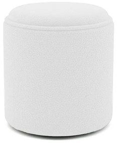 Σκαμπό-μπαούλο Batur pakoworld μπουκλέ ύφασμα σε λευκή απόχρωση Φ34x38εκ