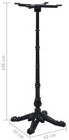 vidaXL Πόδι Τραπεζιού Bistro Μαύρο 52x52x108 εκ. από Χυτοσίδηρο