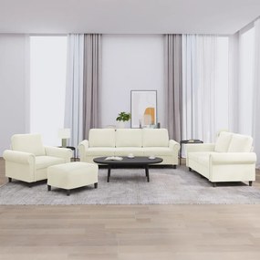 vidaXL Πολυθρόνες Σετ 4 Τεμαχίων Κρεμ από Βελούδο με Μαξιλάρια