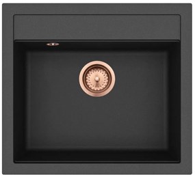 Helika Quadro SQQ 100 Ένθετος Γρανιτένιος Νεροχύτης με Χάλκινη Βαλβίδα Μ56.5xΠ51cm Μαύρος