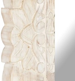 vidaXL Καθρέφτης Λευκός 110 x 50 εκ. από Μασίφ Ξύλο Μάνγκο