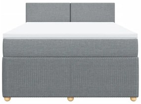 Κρεβάτι Boxspring με Στρώμα Αν. Πράσινο 160x200εκ Υφασμάτινο - Γκρι