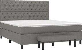 vidaXL Κρεβάτι Boxspring με Στρώμα Σκούρο Γκρι 160x200 εκ Υφασμάτινο