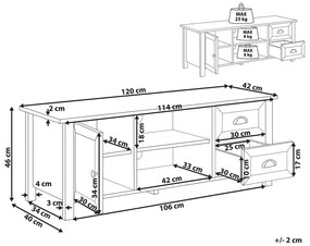 Τραπέζι Tv Berwyn 495, Ανοιχτό γκρι, 120x46x42cm, 26 kg | Epipla1.gr
