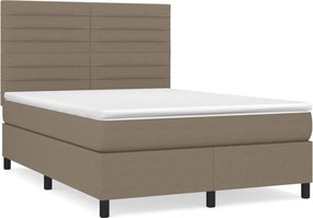 vidaXL Κρεβάτι Boxspring με Στρώμα Taupe 140x200 εκ. Υφασμάτινο