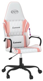 Καρέκλα Gaming Λευκό και Ροζ από Συνθετικό Δέρμα - Λευκό
