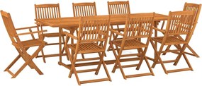 vidaXL Σετ Τραπεζαρίας Κήπου 9 Τεμαχίων 220x90x75 εκ. Μασίφ Ακακία