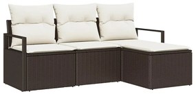 vidaXL Σετ Καναπέ Κήπου 4 pcs Καφέ, Κρέμα Πολυ rattan, βαμμένο ατσάλι