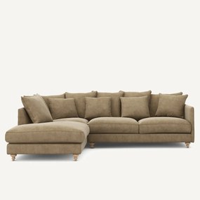 Γωνιακός καναπές-κρεβάτι από βελούδο stonewashed, Lazare