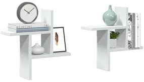 vidaXL Ραφιέρες Τοίχου 2 τεμ. Λευκές 38x12x38 εκ. από Επεξ. Ξύλο
