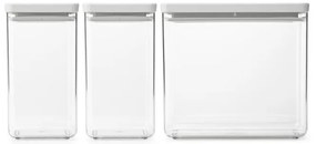 Κουτιά αποθήκευσης Brabantia Tasty+ Stackable 1008880, 2x1.6l+1x3.5l, BPA-free, Στεγανό κλείσιμο, Ανοιχτό γκρι