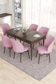 Extendable Dining Table &amp; Chairs Set (7 Pieces) Eva - Baroque, Pink Baroque
Pink